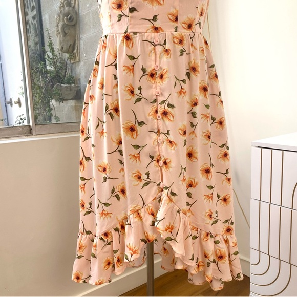 BAND OF GYPSIES NWT Blush Floral Corset Bustier Button Down Midi Dress, Size XS - Picture 5 of 9